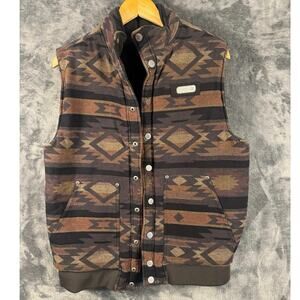 Cinch Mens Southwestern Aztec Reversible Quilted Vest MED (Runs Big) Brown/Multi